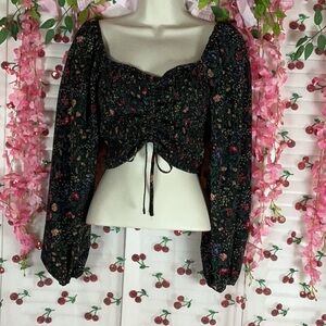 Dark green  Forever 21 floral crop top
